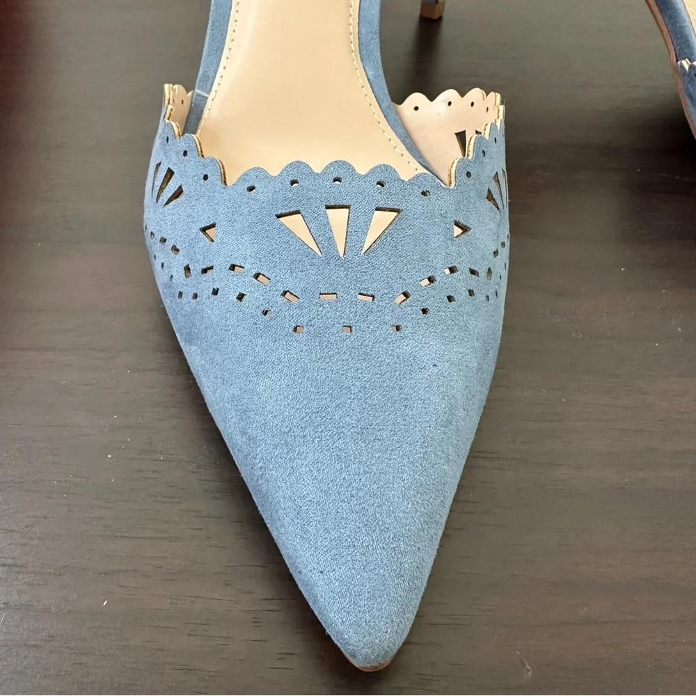 Kelly & Katie Pointed Toe Blue Microsuede Pumps, Size 10 Women's Heels New